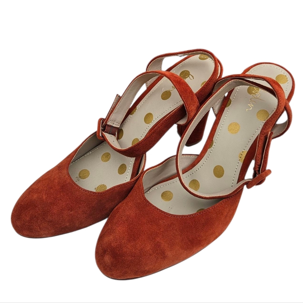Boden Rust Suede Slingback Heels